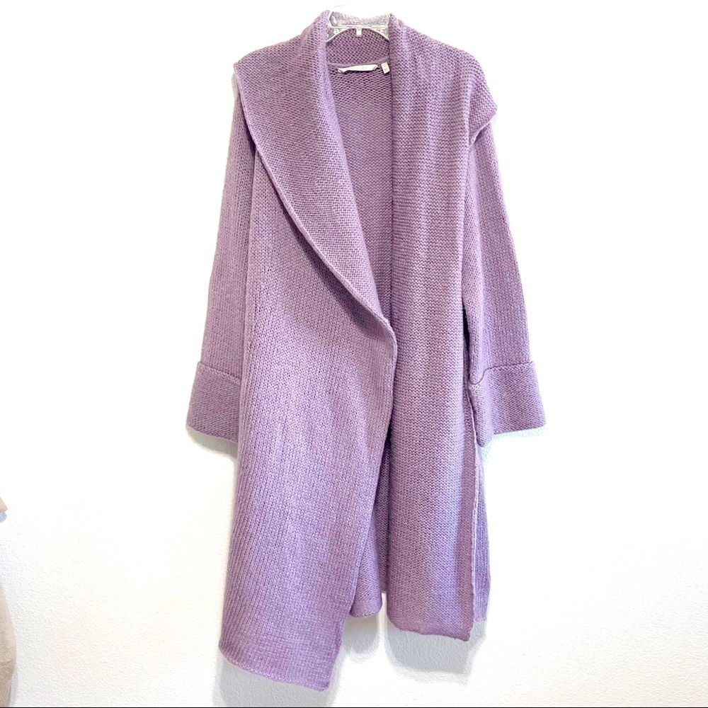 Soft Surroundings Woman Lilac WOOL Cardigan Sweater Size M